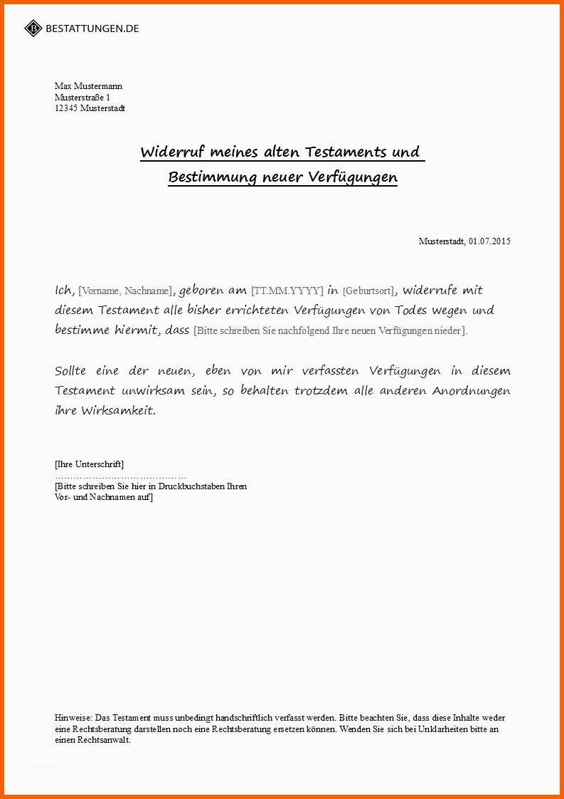 Schockieren Testament Muster • Wie Schreibe Ich Ein Testament
