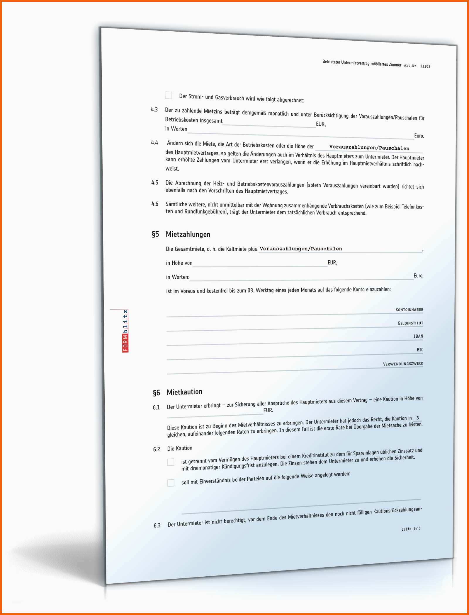 Schockieren Untermietvertrag Vorlage Pdf Untermietvertrag Muster Und