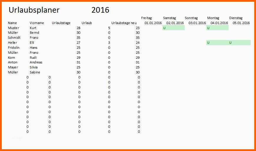 Schockieren Urlaubsplaner Kostenlos Urlaubsplanung Excel Vorlage