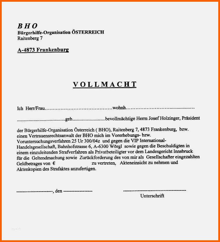 Schockieren Vollmacht Vorlage Versicherung Bewundernswert Vollmacht Fr