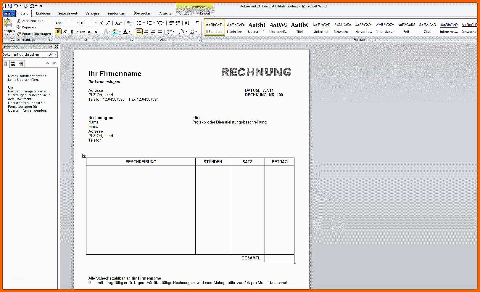 Schockieren Vorlage Rechnung Kleinunternehmer Openoffice Inspirierende