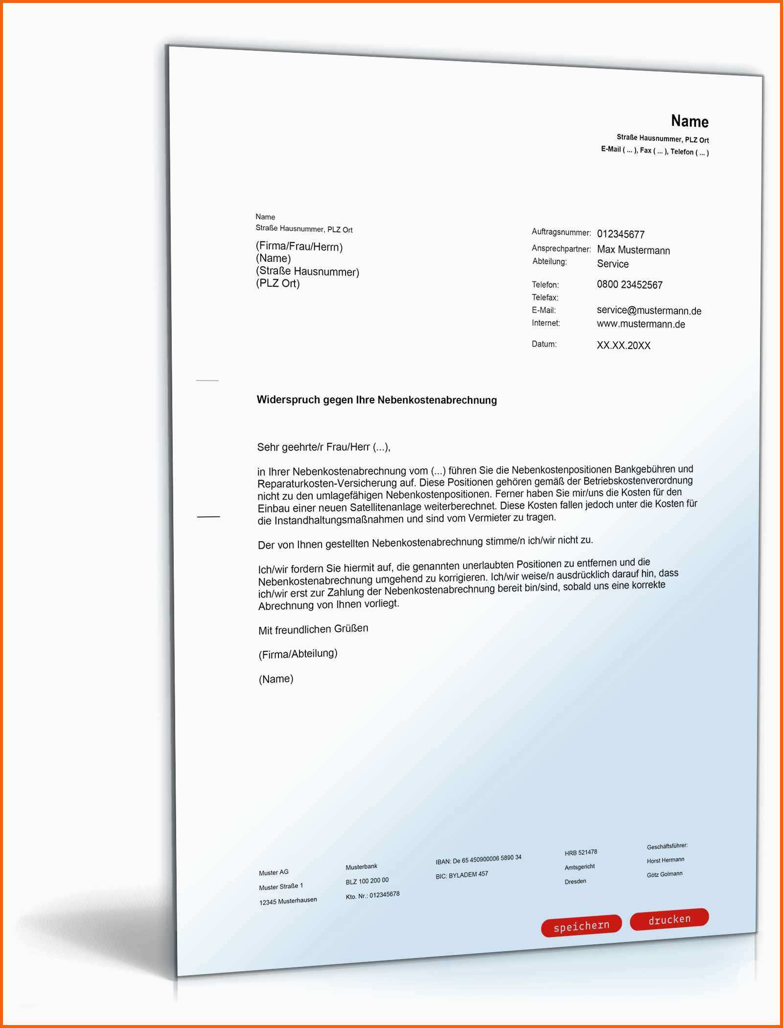 Schockieren Widerspruch Nebenkostenabrechnung