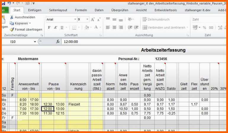 Schockieren Zeiterfassung Excel Vorlage – Xcelz Download