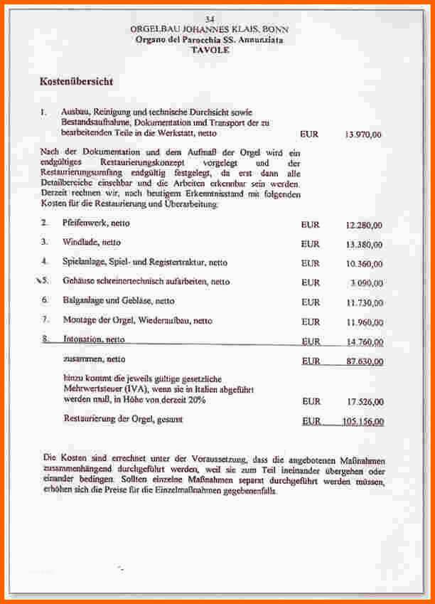 Selten 15 Kostenvoranschlag