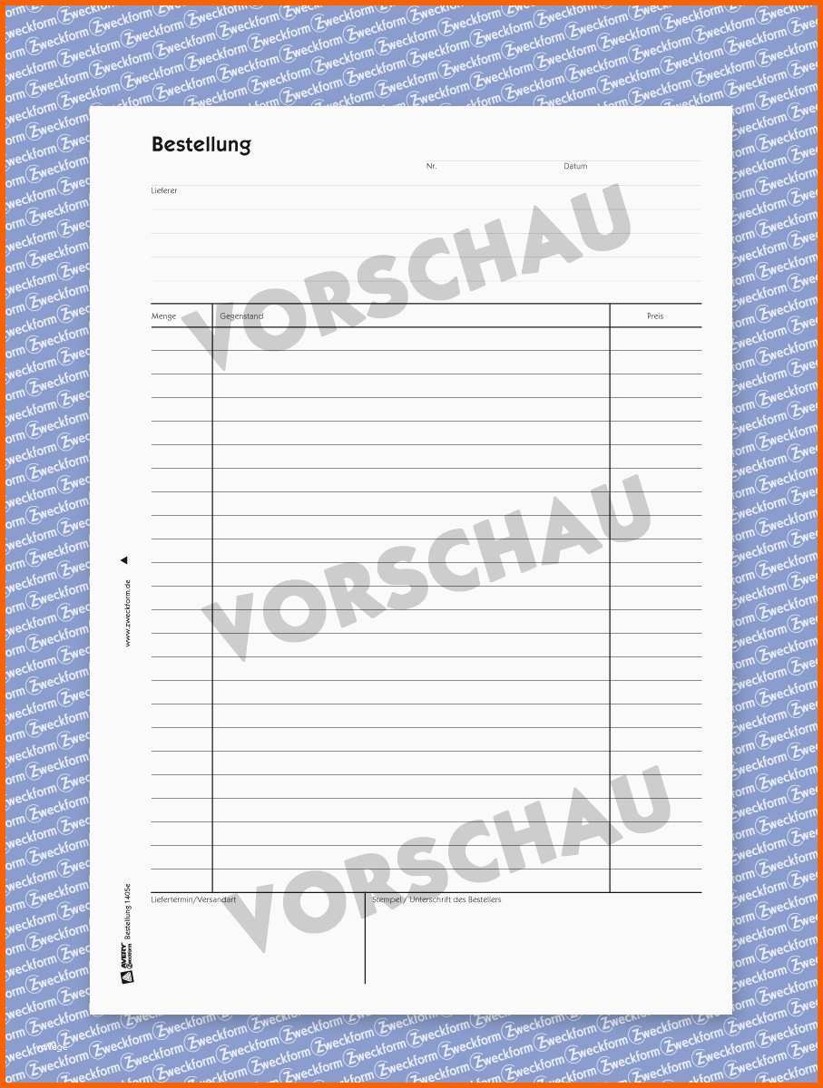 Selten Bestellformular Vorlage Zum Download