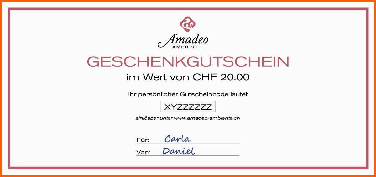Selten Chf 20 00 Amadeo Gutschein