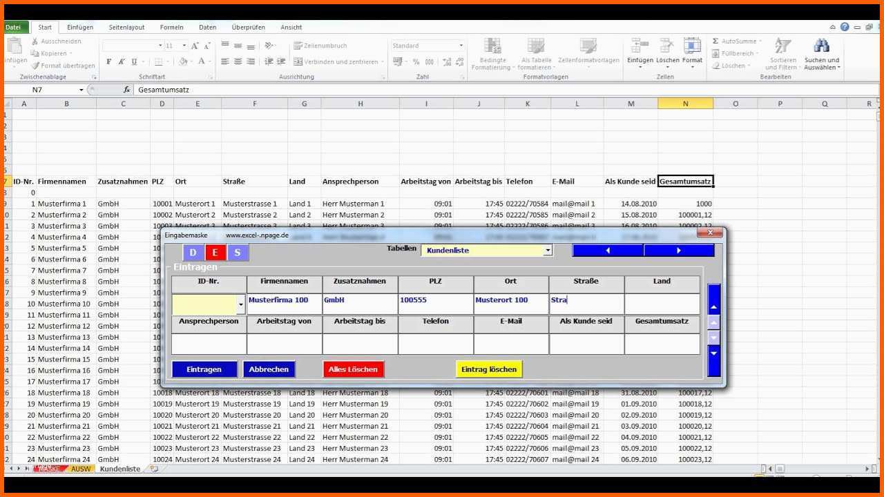 Selten Datenbanken In Excel Aus Einer Eingabemaske Mit Zuweisung