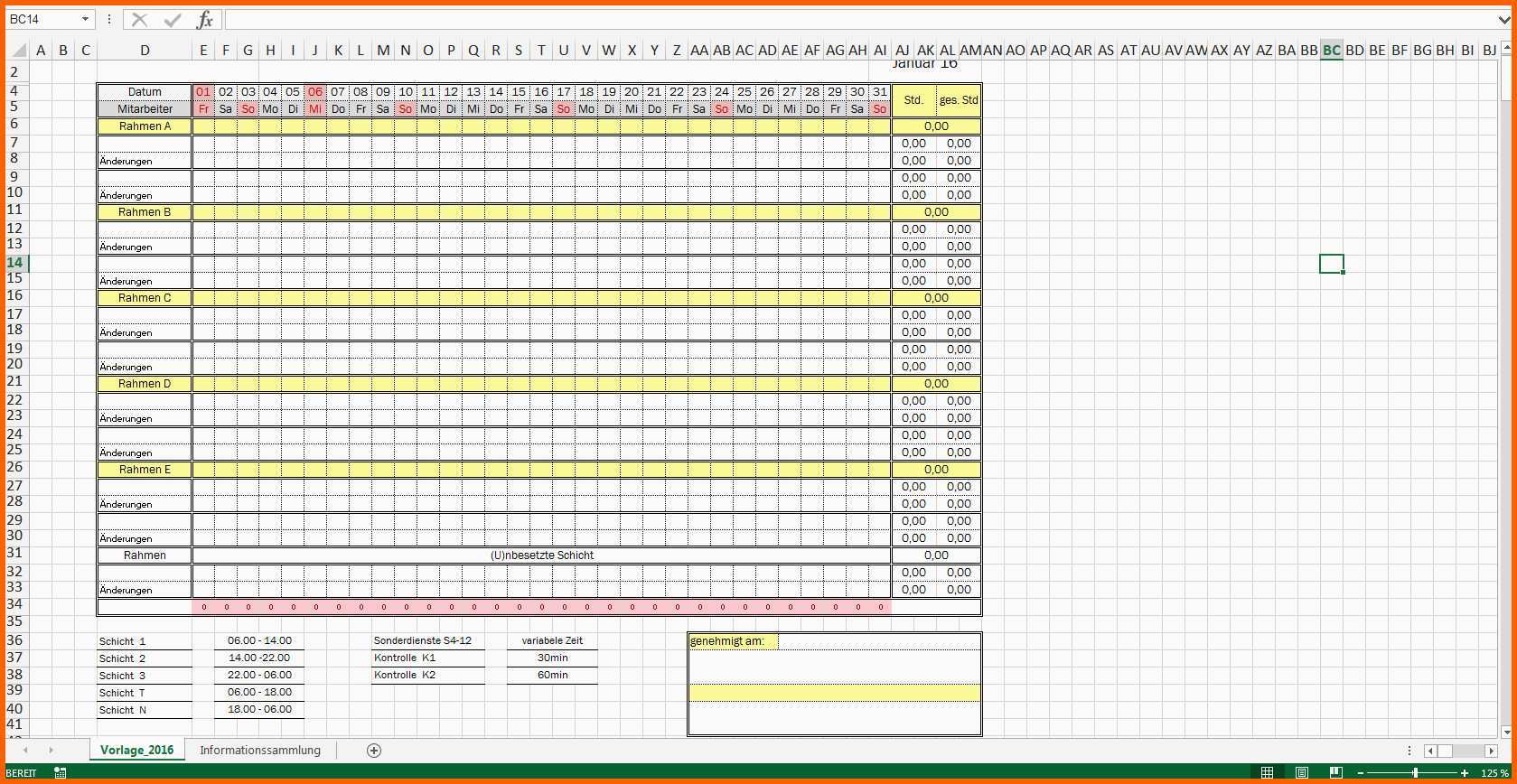 Selten Dienstplan Vorlage Excel – De Excel