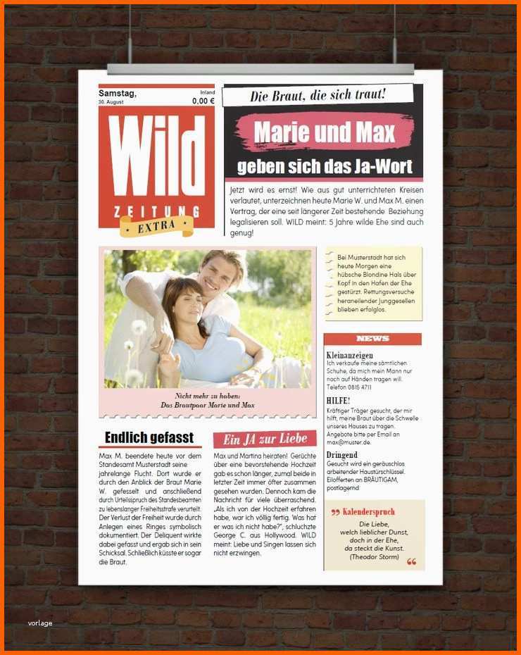 Selten © Druckeselbst Vorlage Wild Hochzeitszeitung