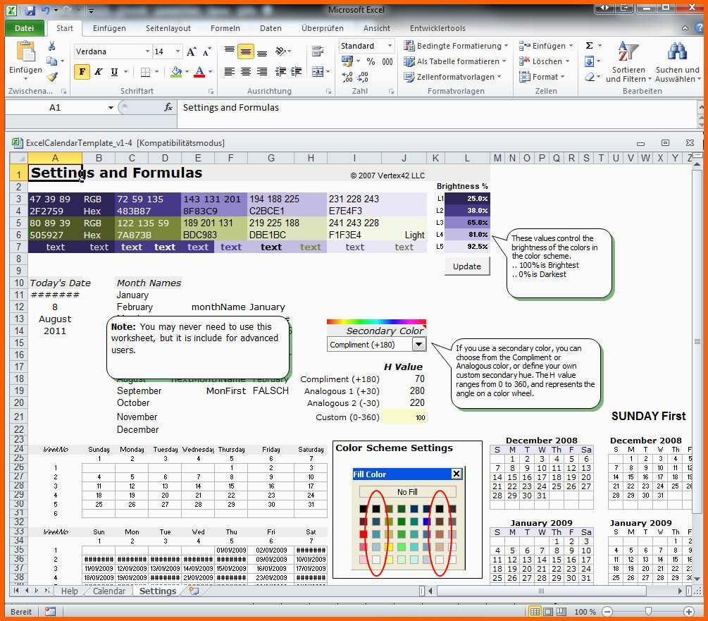 Selten Excel Kalender Vorlage Download