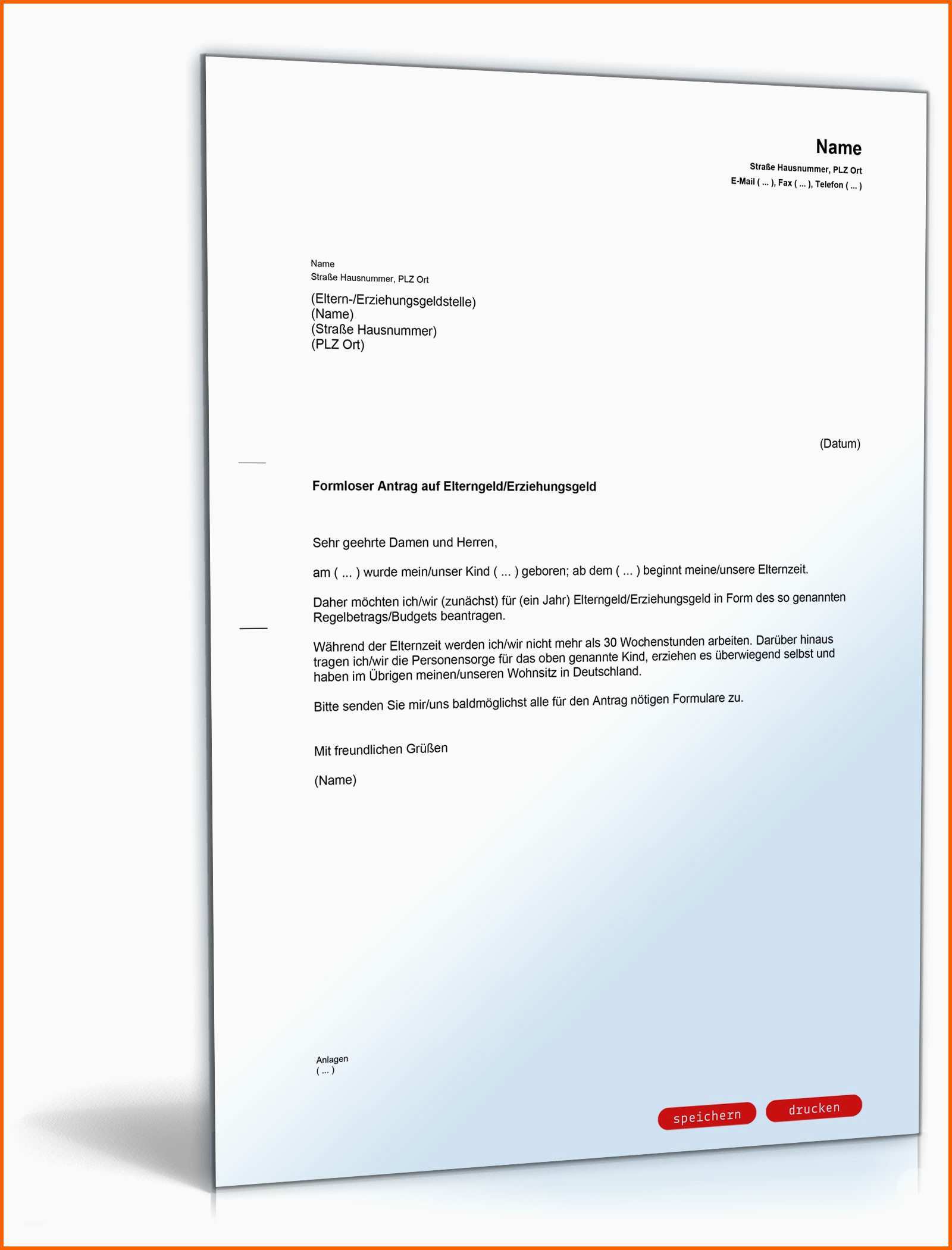 Selten formloser Antrag Elterngeld