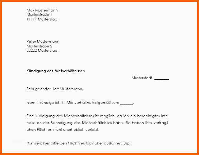 Selten Frisch 26 Beispielewohnung Kündigungsschreiben Vorlage
