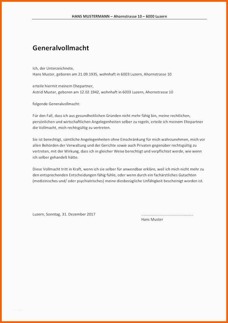 Selten Generalvollmacht Vorlage Word Ungewohnlich Rechtliche