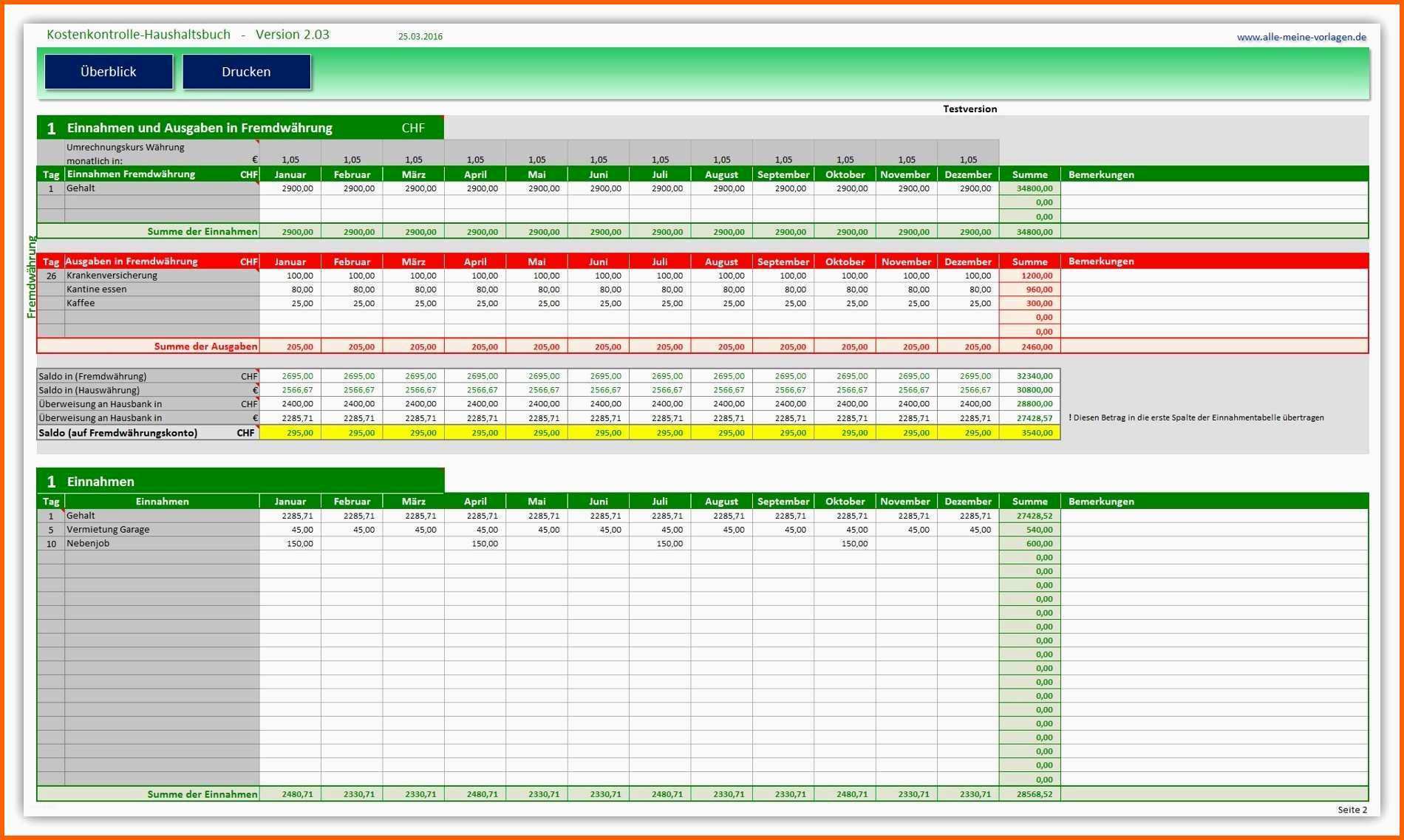 Selten Haushaltsplan Excel Vorlage