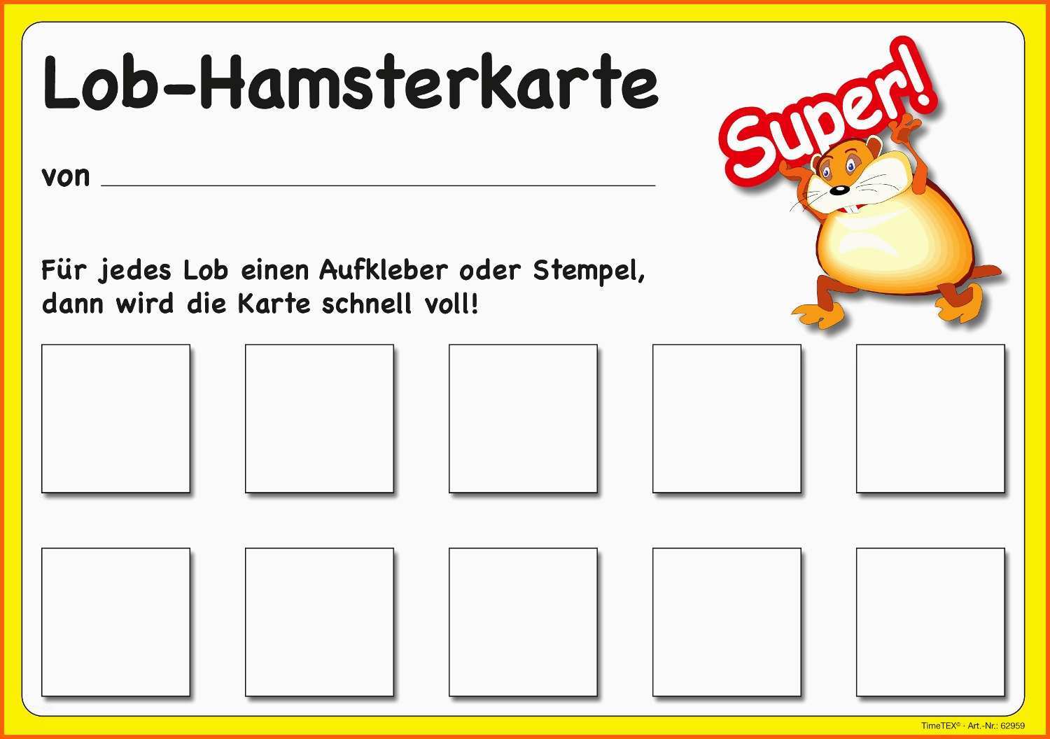 Selten Lob Hamsterkarte Mit 10 Feldern 25 Stück