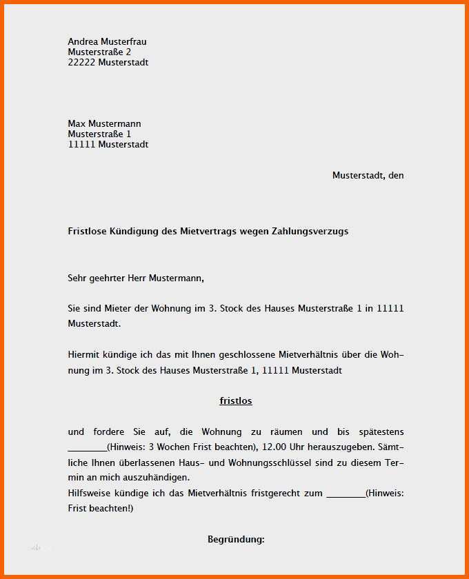 Selten Muster Mietvertrag Wohnung Vermieter