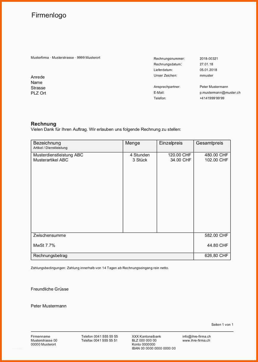 rechnung vorlage