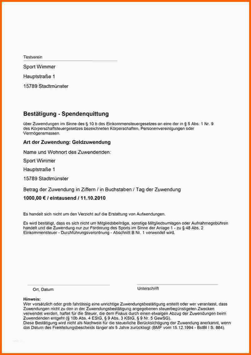 Selten Spendenbescheinigung Sachspende Vorlage Einzigartig