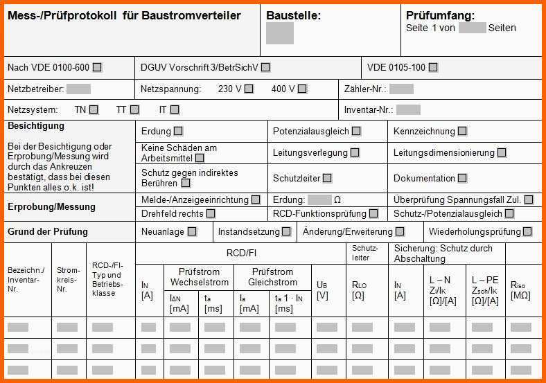 Selten Vde 0100 Teil 600 Prüfprotokoll Excel – Werden