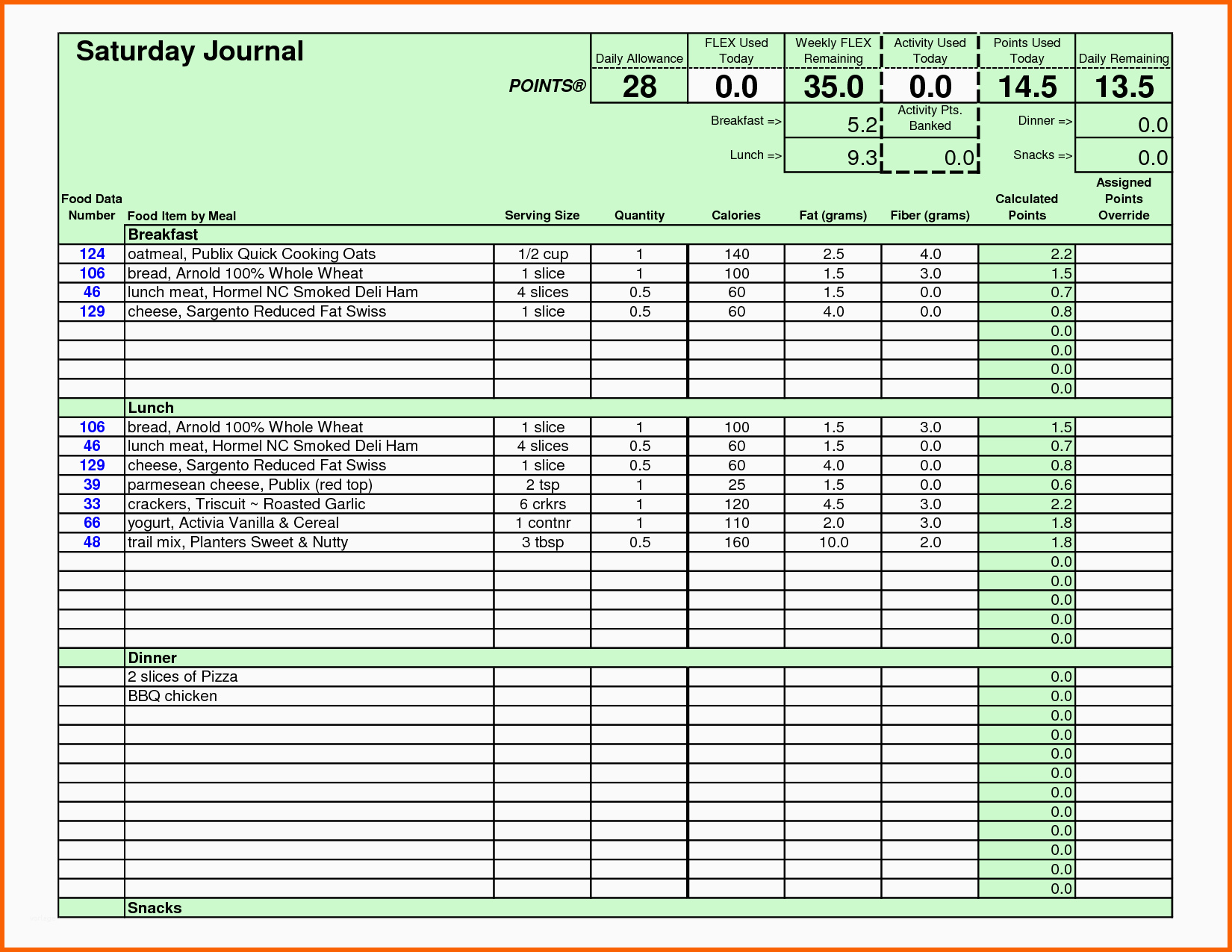 Selten Weight Watchers Points Journal Template to Pin On