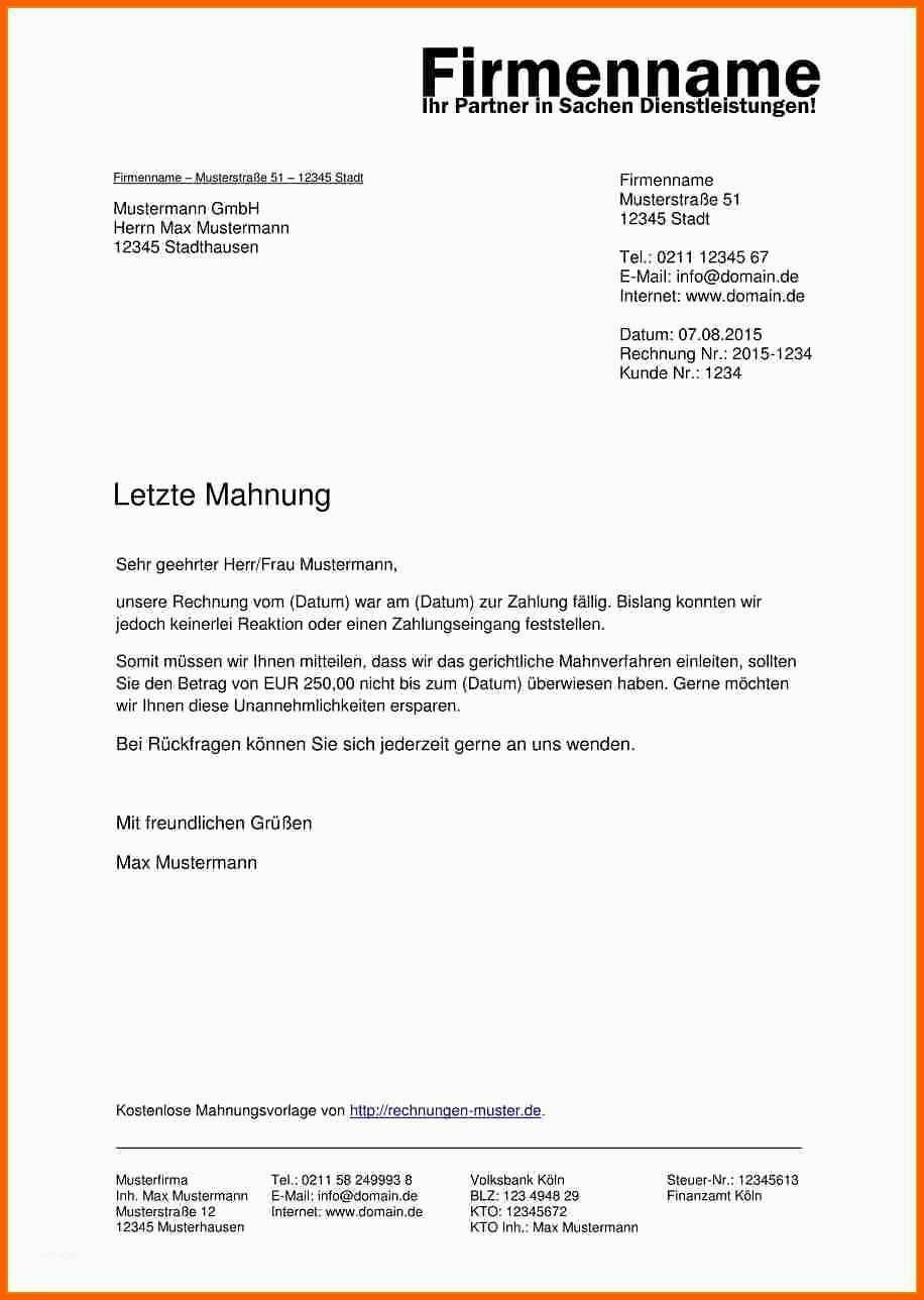 Sensationell 12 Zahlungserinnerung Muster Kostenlos