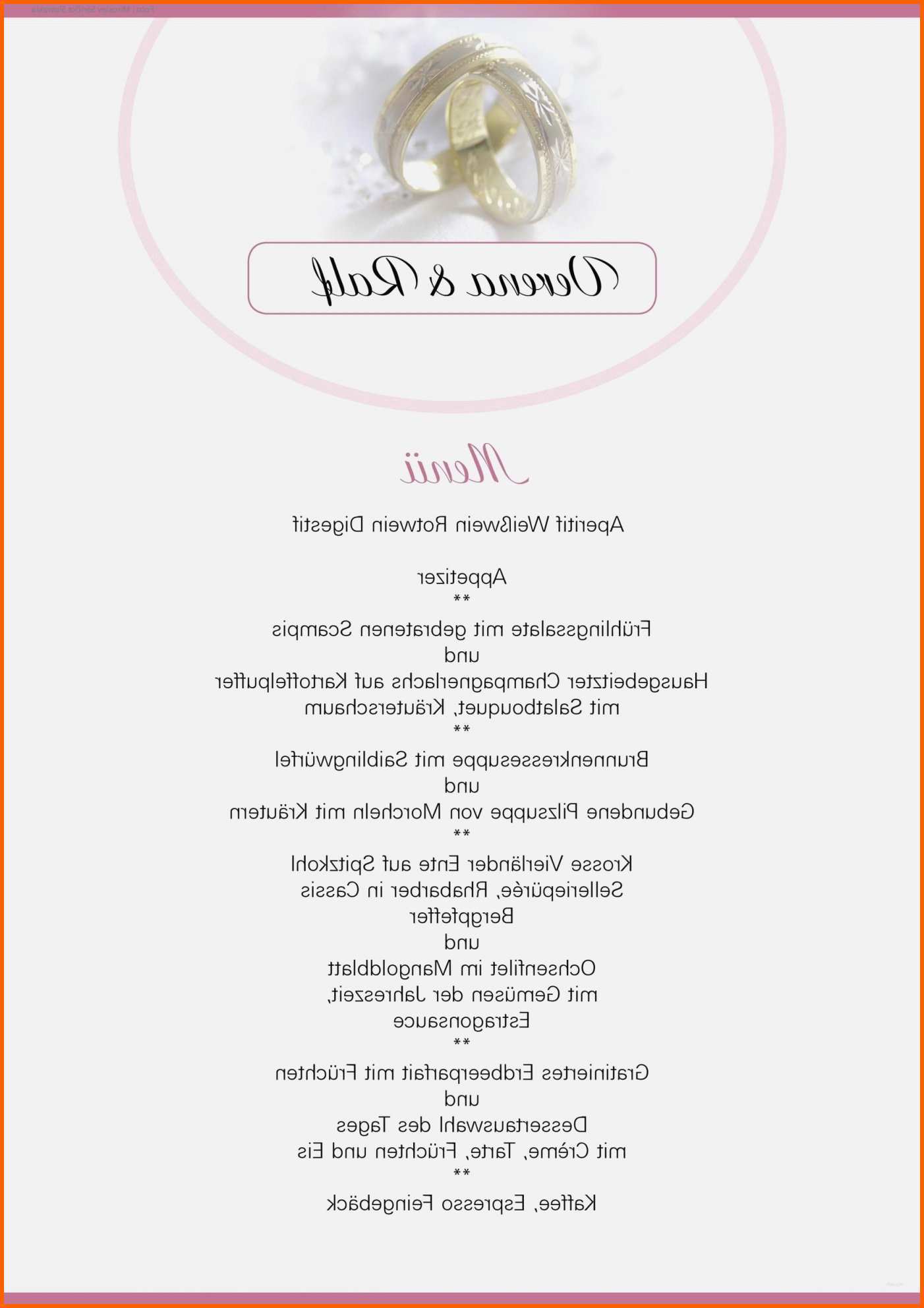Sensationell 13 Menükarte Hochzeit Vorlage Word