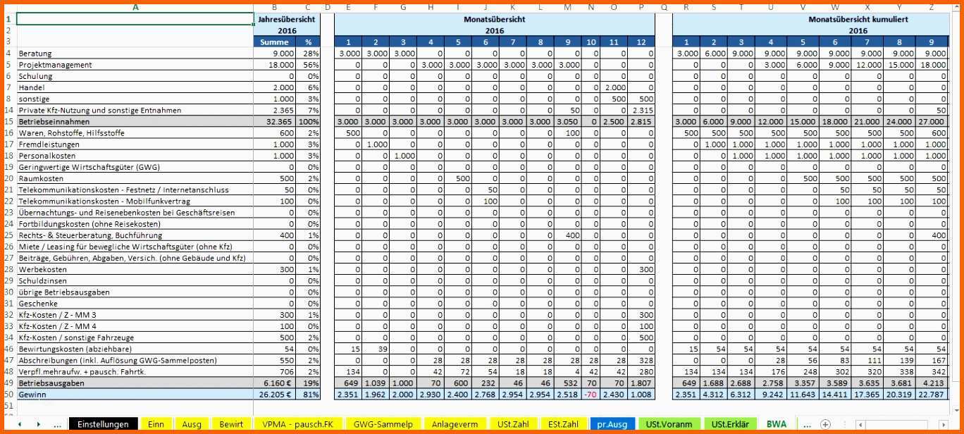 Sensationell 20 Excel Buchhaltung Vorlage Kostenlos Vorlagen123