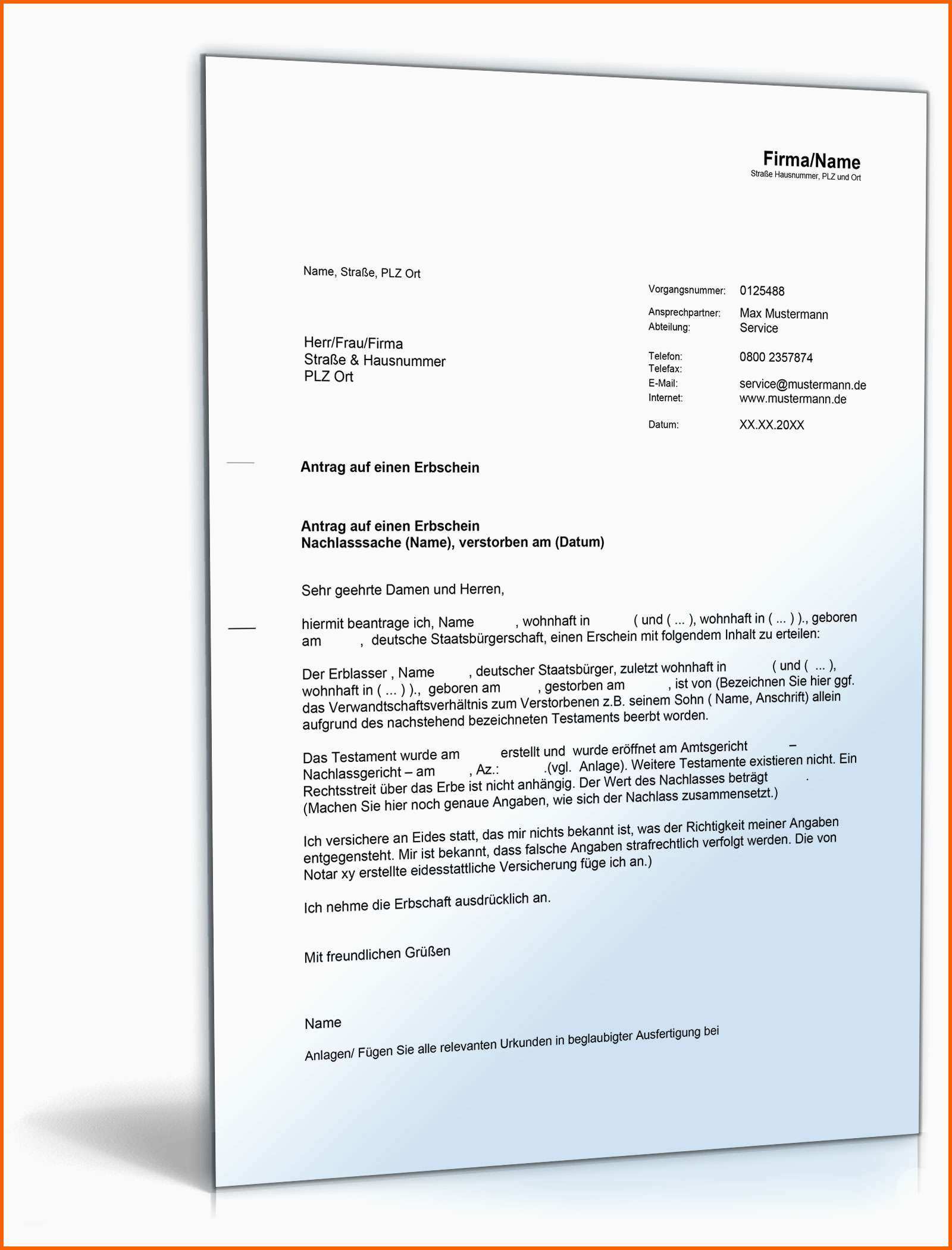 Sensationell Antrag Auf Erbschein