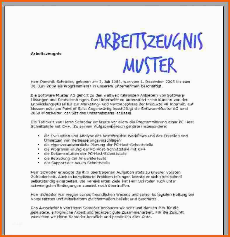 Sensationell Arbeitszeugnis Vorlage Word – Various Vorlagen