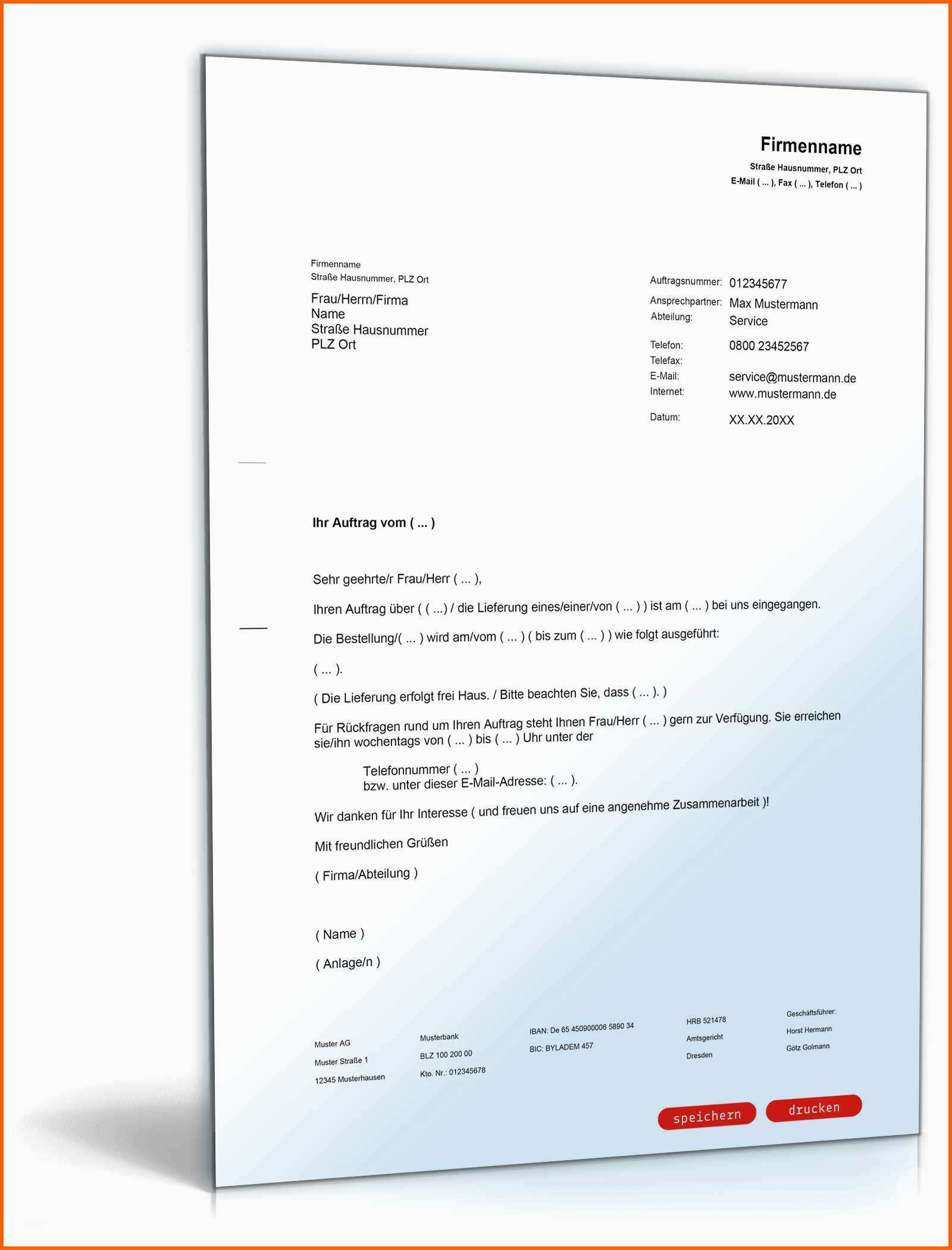Sensationell Auftragsbestätigung An Kunden