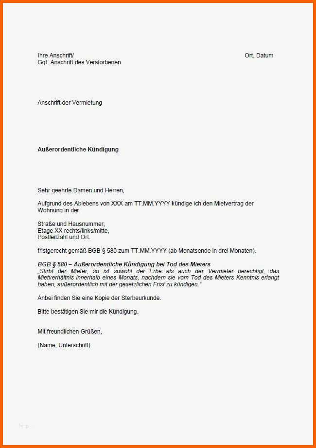 Sensationell Bürgschaft Miete Vorlage Elegant Mietvertrag Kündigung