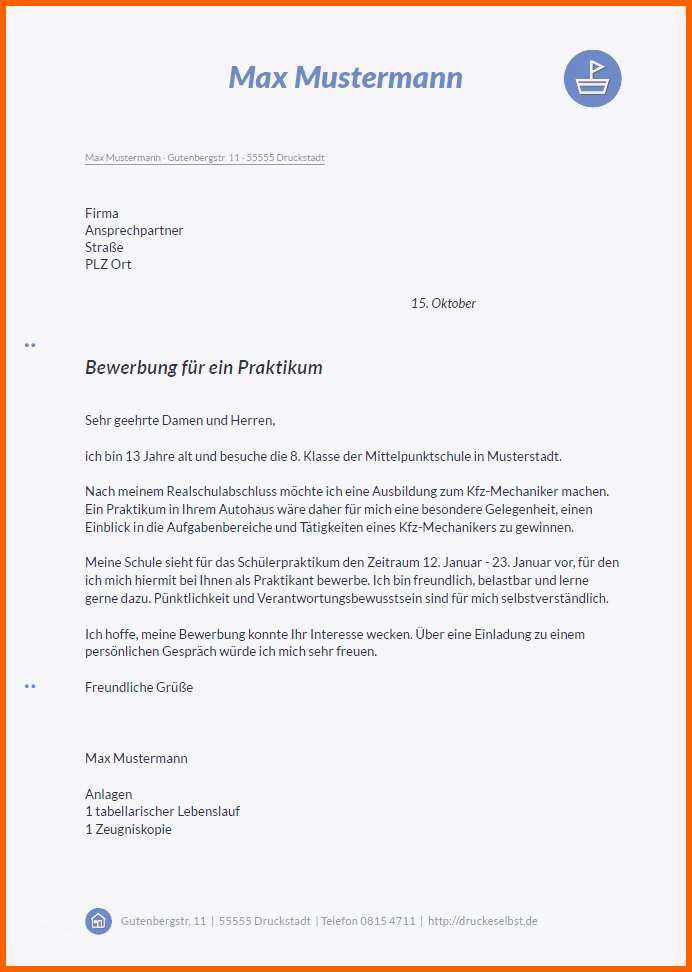 Sensationell Die Erstaunliche Bewerbung Praktikum Schüler 8 Klasse