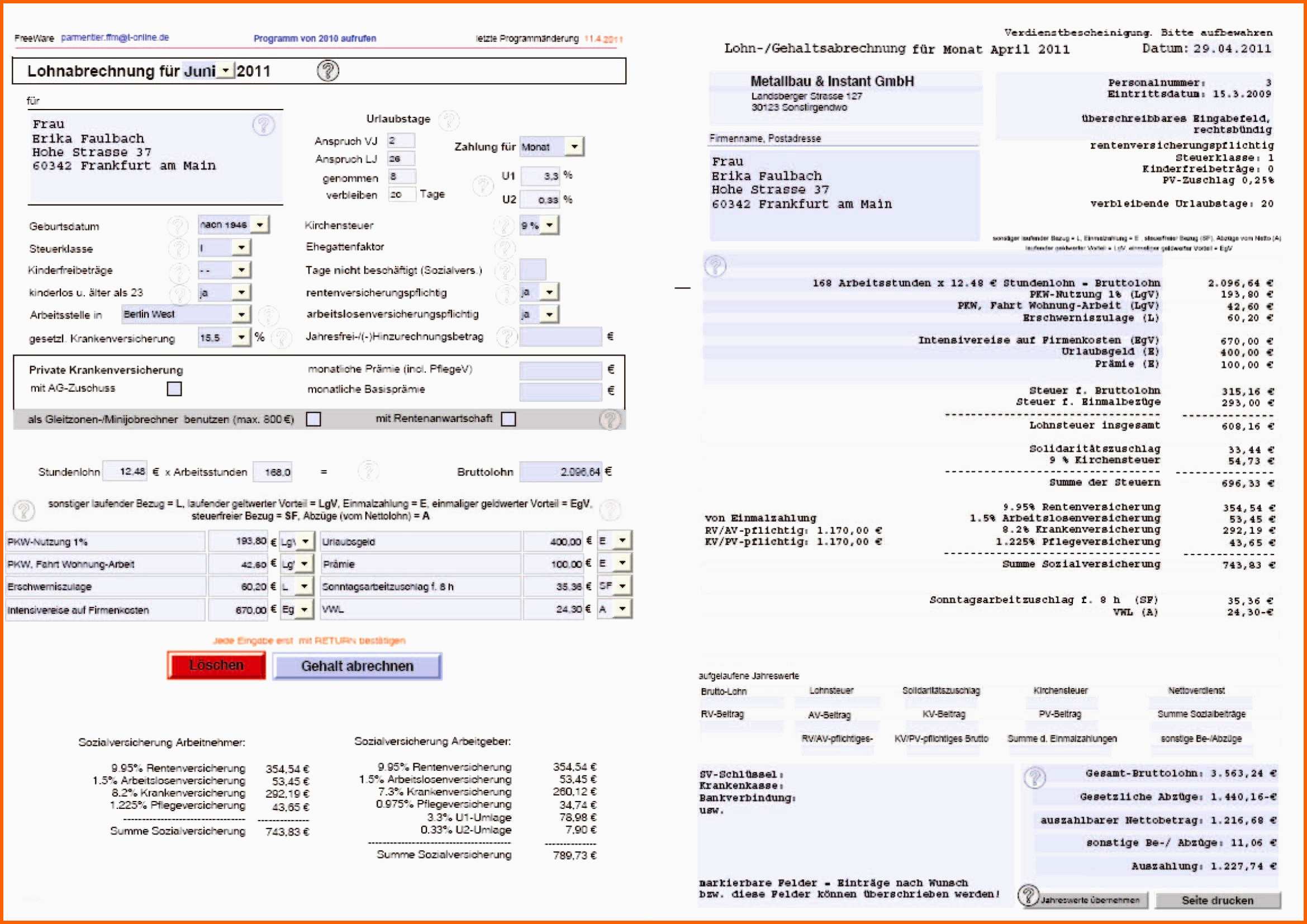 Sensationell Excel Lohnabrechnung