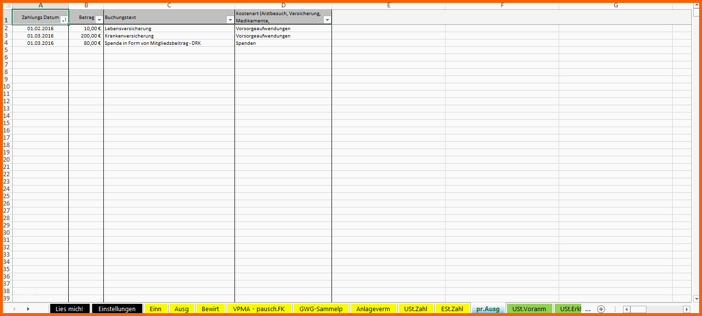 Sensationell Excel Vorlage EÜr 2016 Pierre Tunger