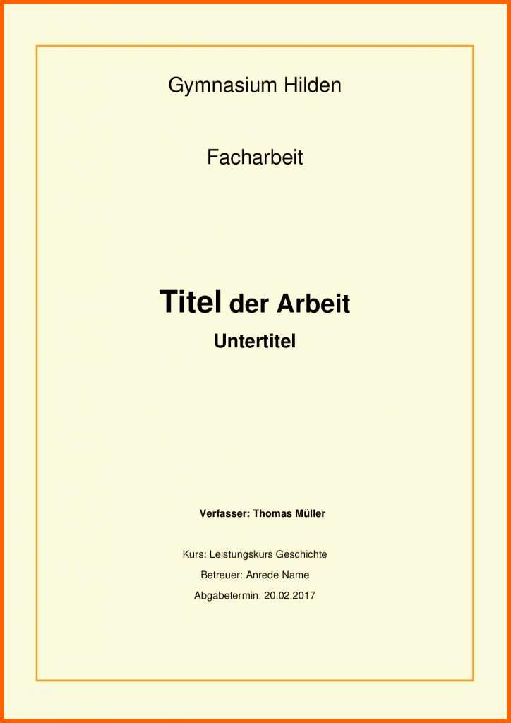 Sensationell Facharbeit Deckblatt Mustervorlagen Zum Herunterladen