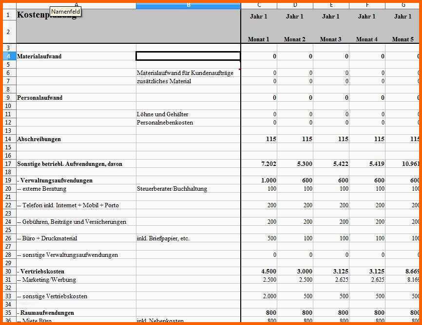 Sensationell Finanzplan Excel Vorlage Erstaunlich Businessplan