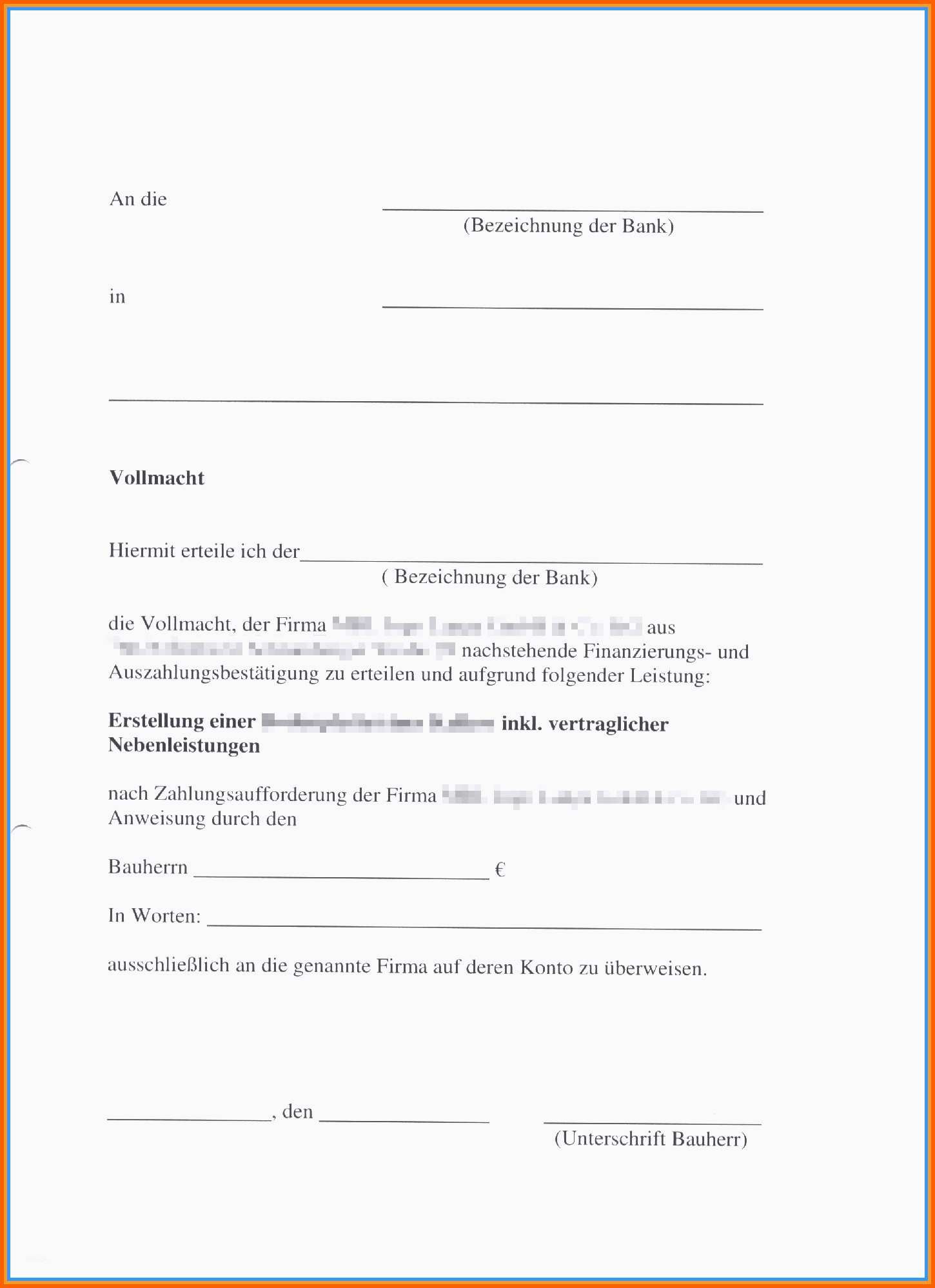 Sensationell Frisches Vollmacht Bank Muster