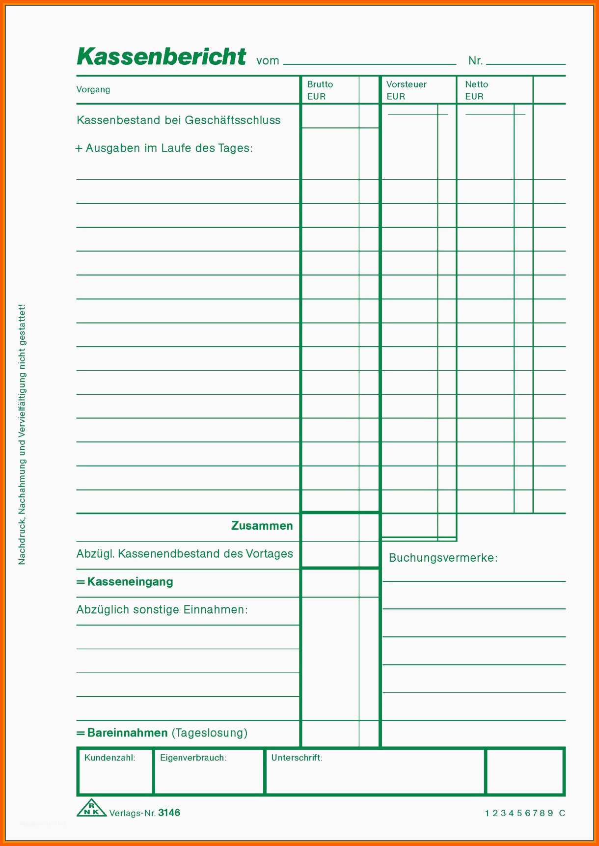 Sensationell Kassenbuch Vorlage Zum Ausdrucken Schöne 10 Kassenbericht