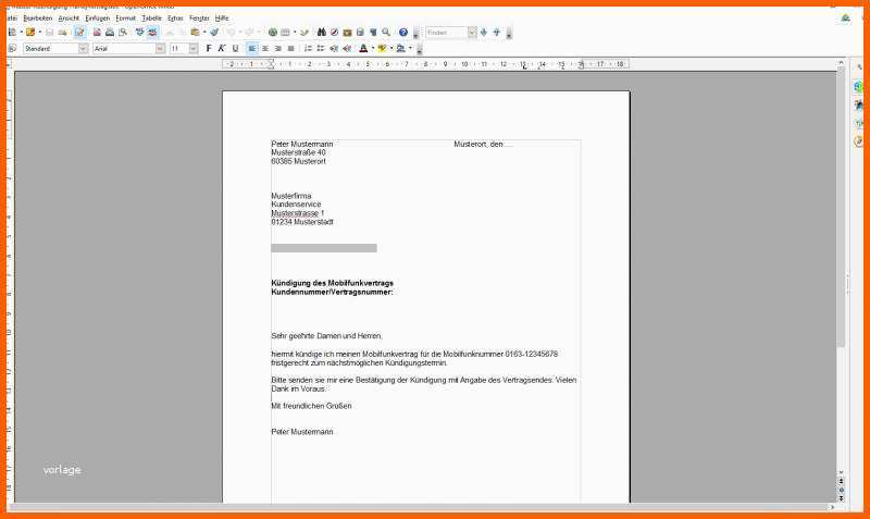 Sensationell Kündigung Handyvertrag Vorlage Download