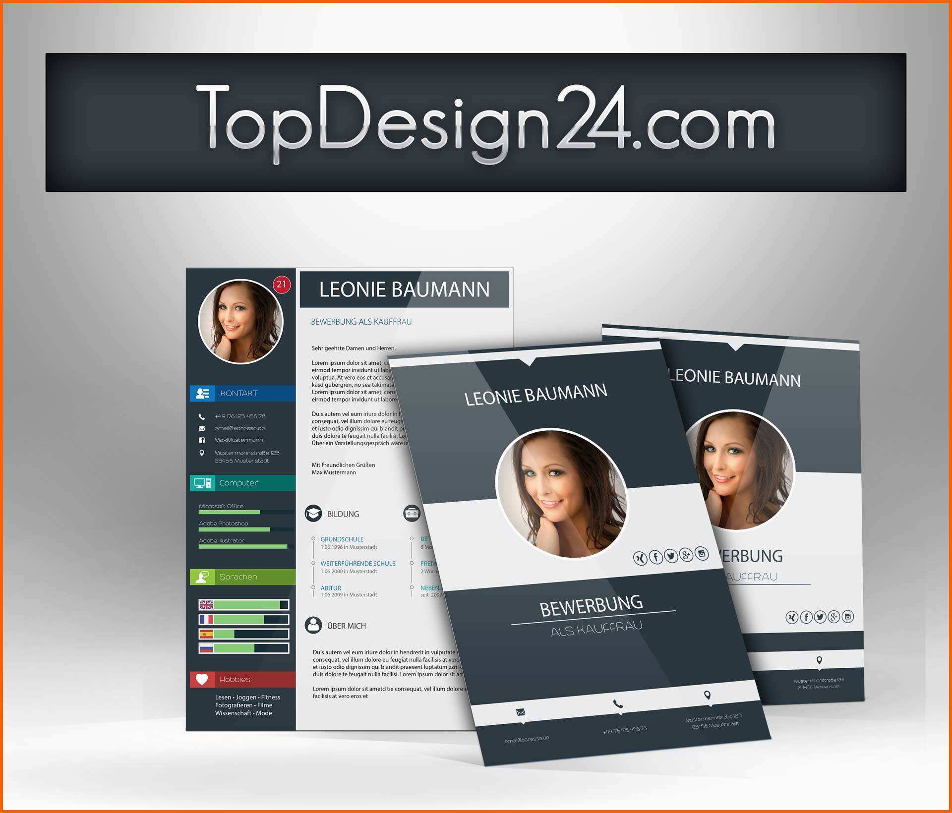 Sensationell Moderne Bewerbung topdesign24 Ideales Deckblatt