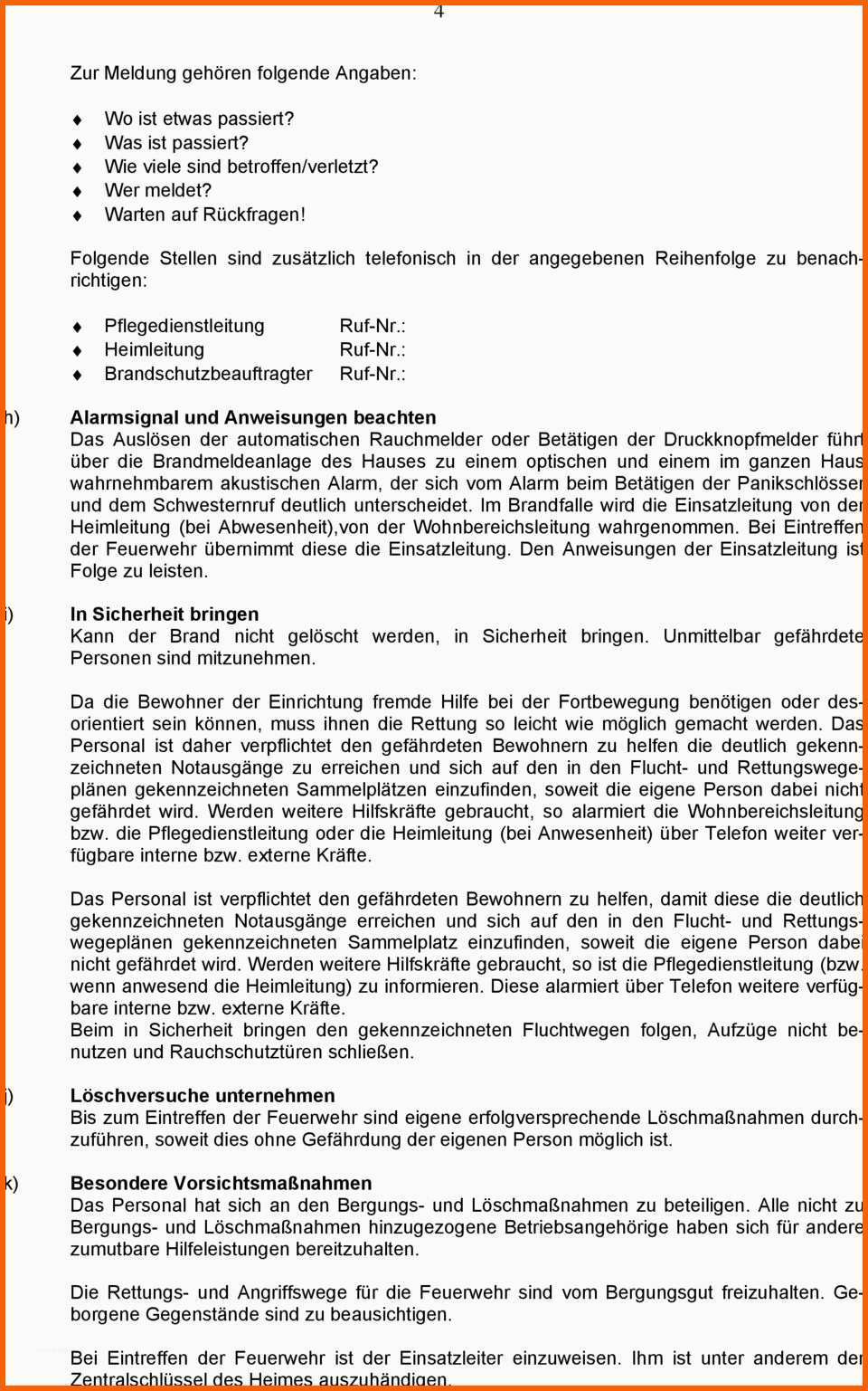 Sensationell Muster Brandschutzordnung Für Alten Und Pflegeheime Pdf