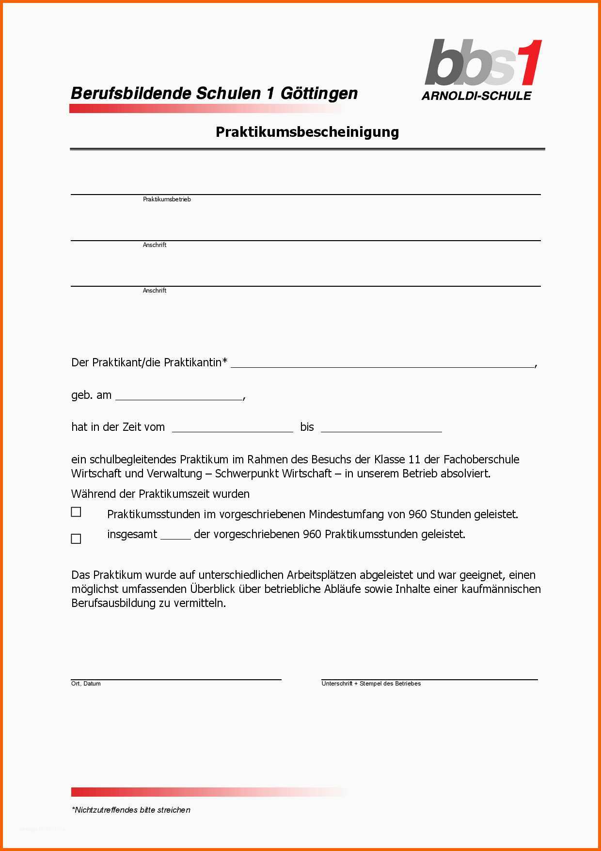 Sensationell Praktikumsbescheinigung Schülerpraktikum Vorlage Hübscher