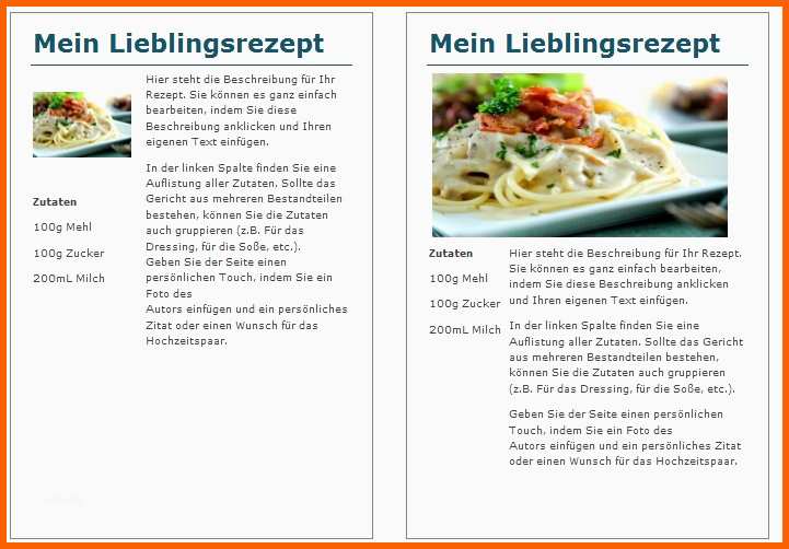 Sensationell Rezept Gestalten Vorlage Rezept Backofen Kochbuch Selber
