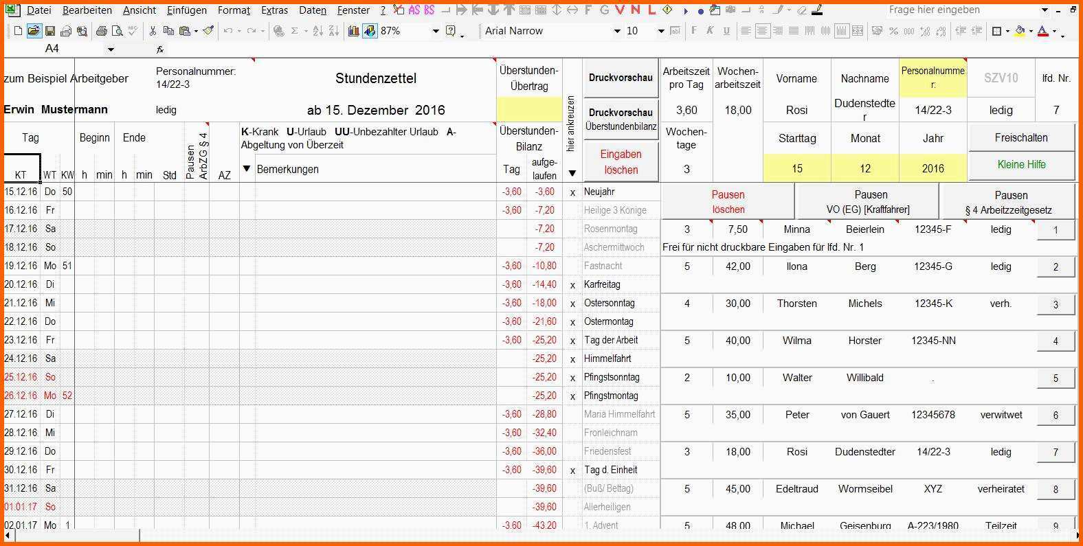 Sensationell Stundenzettel In Excel
