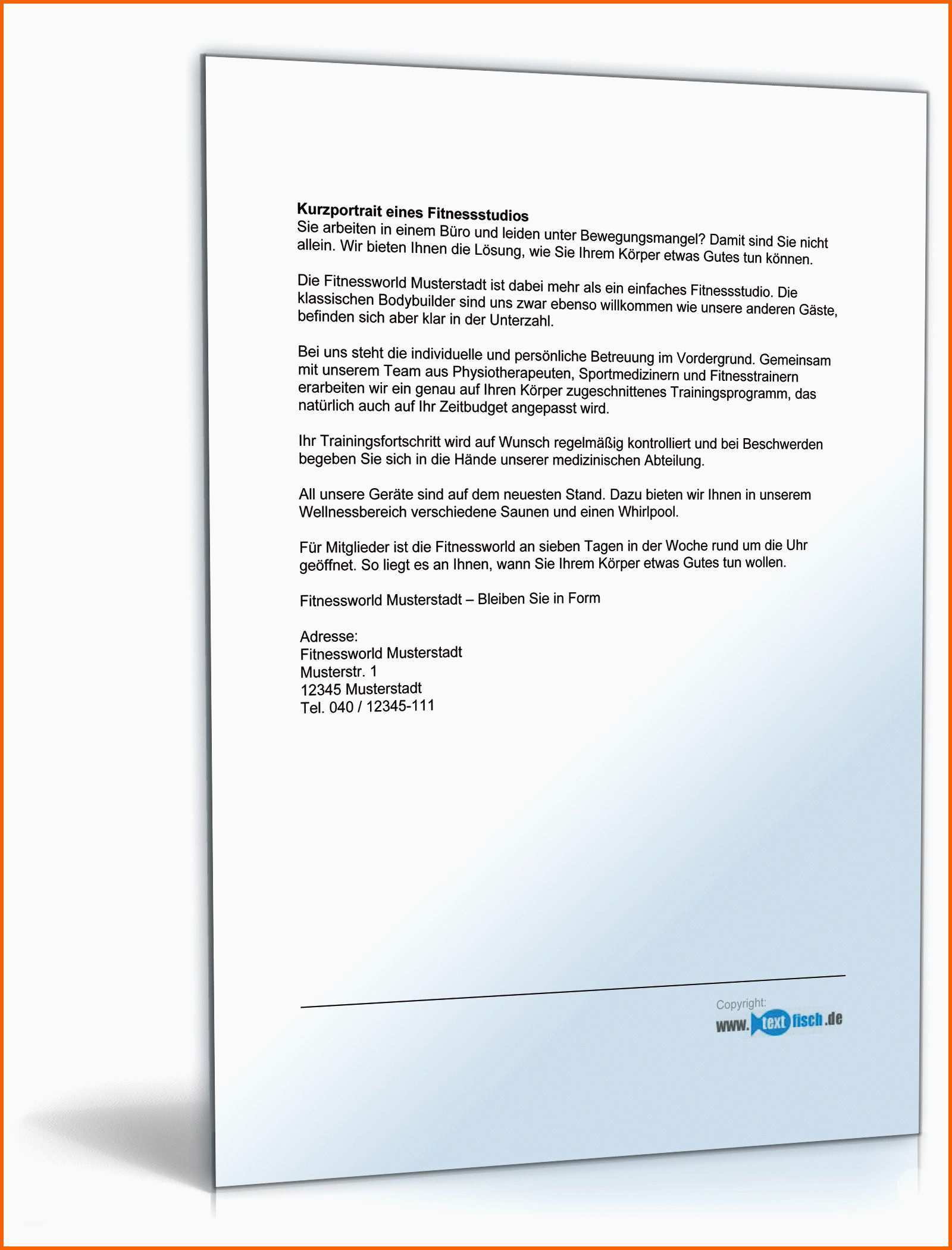 Sensationell Vorlage Kündigung Fitnessstudio