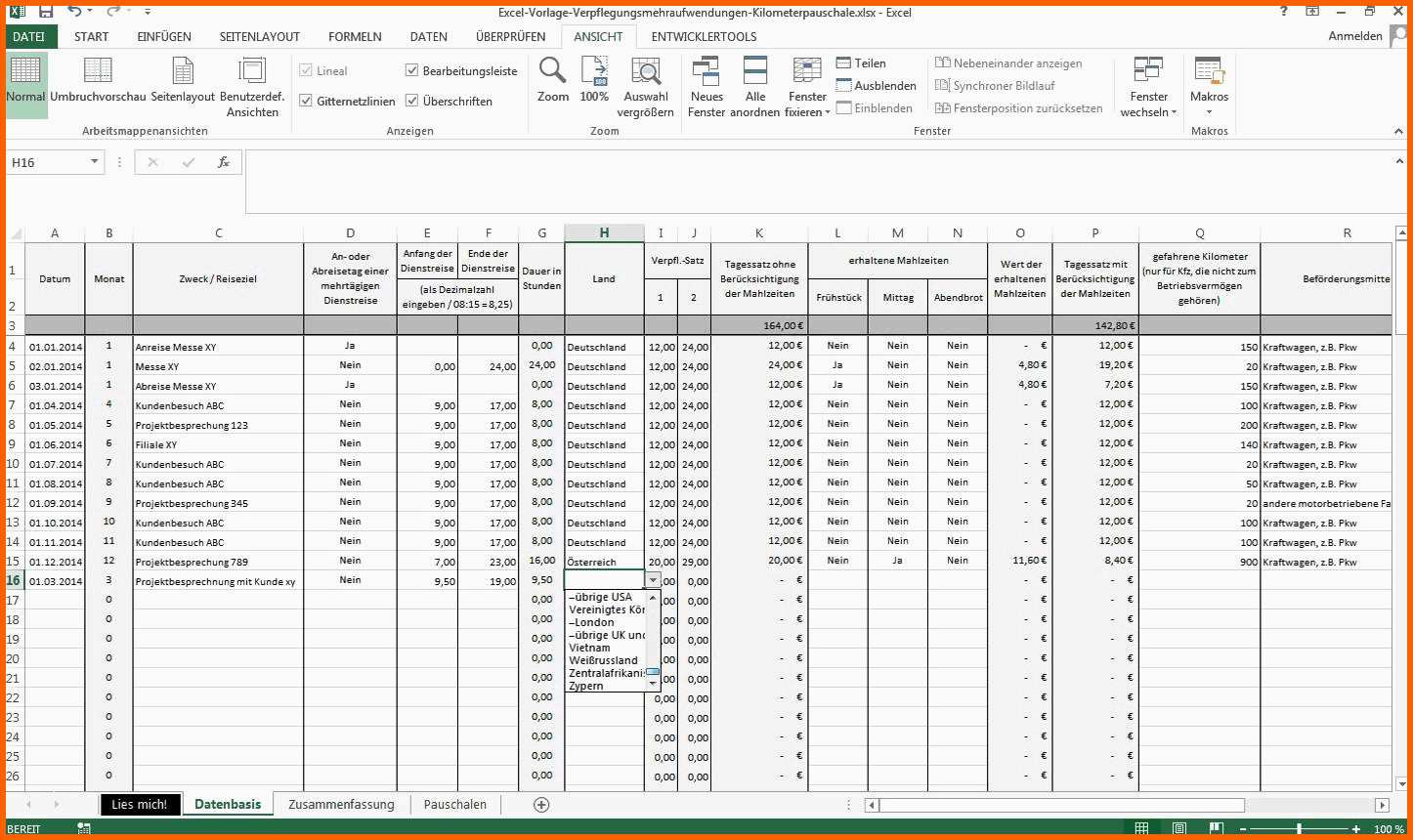 Sensationell Vorlage Reisekostenabrechnung Excel Kostenlos – De Excel
