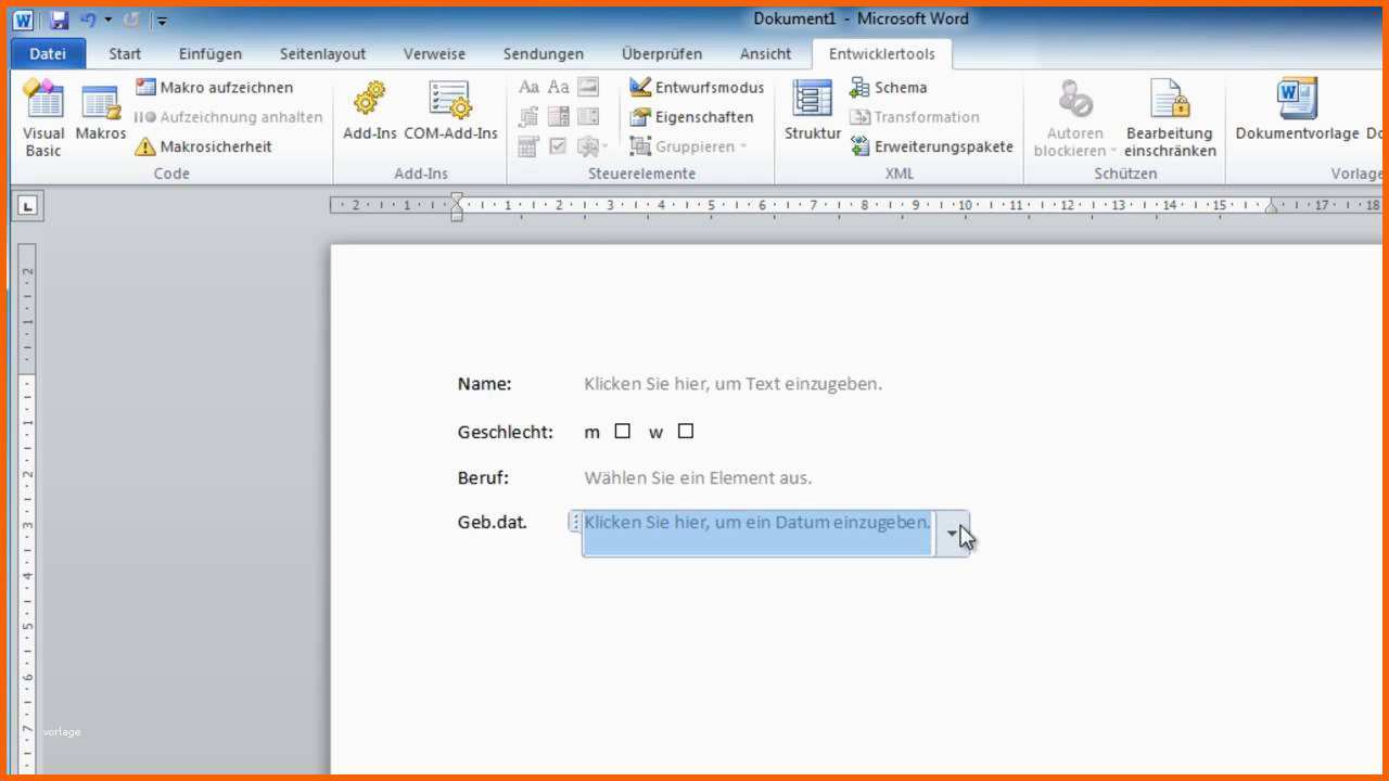 Sensationell Word 2010 formulare Erstellen