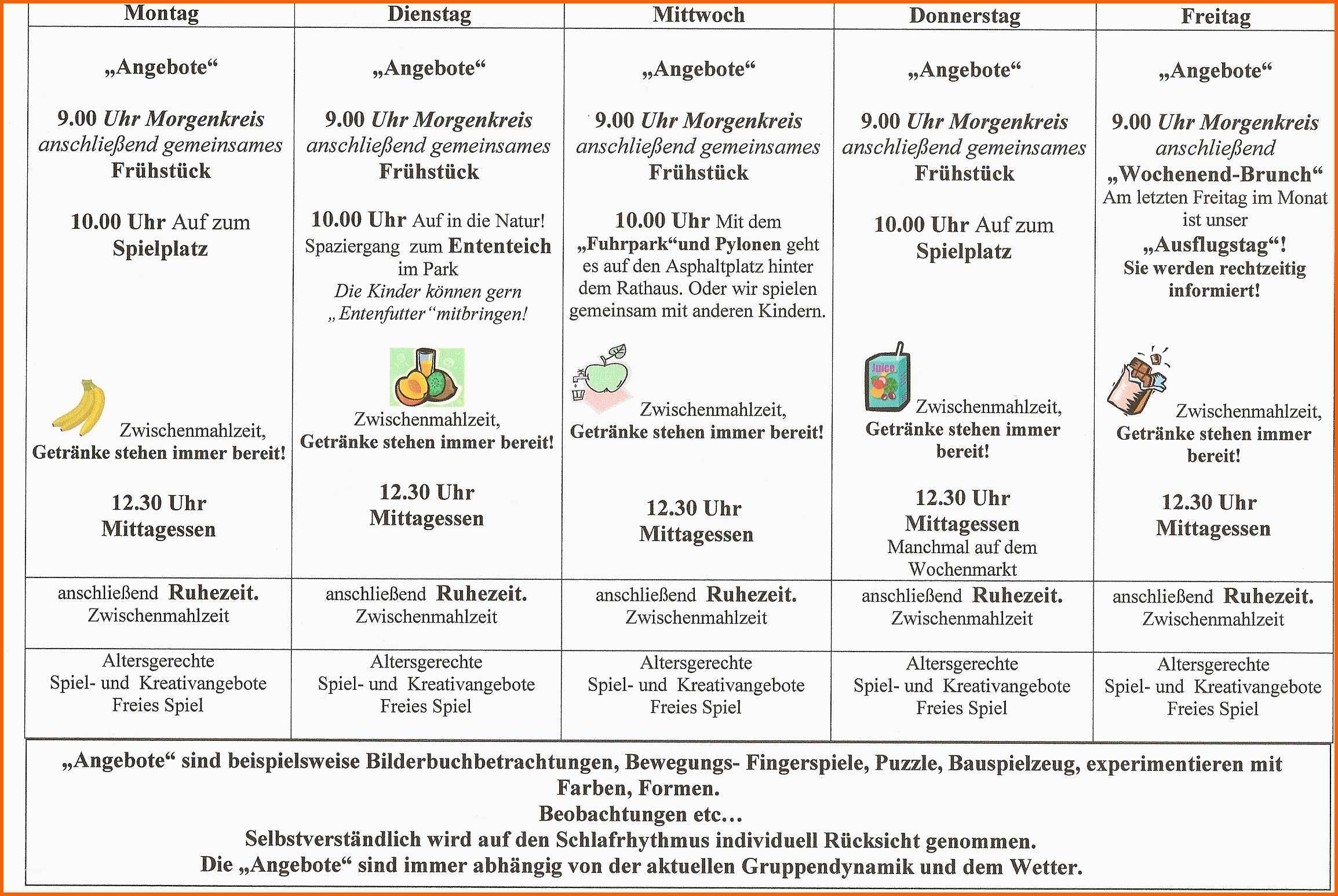 Spektakulär 12 Wochenplan Kita