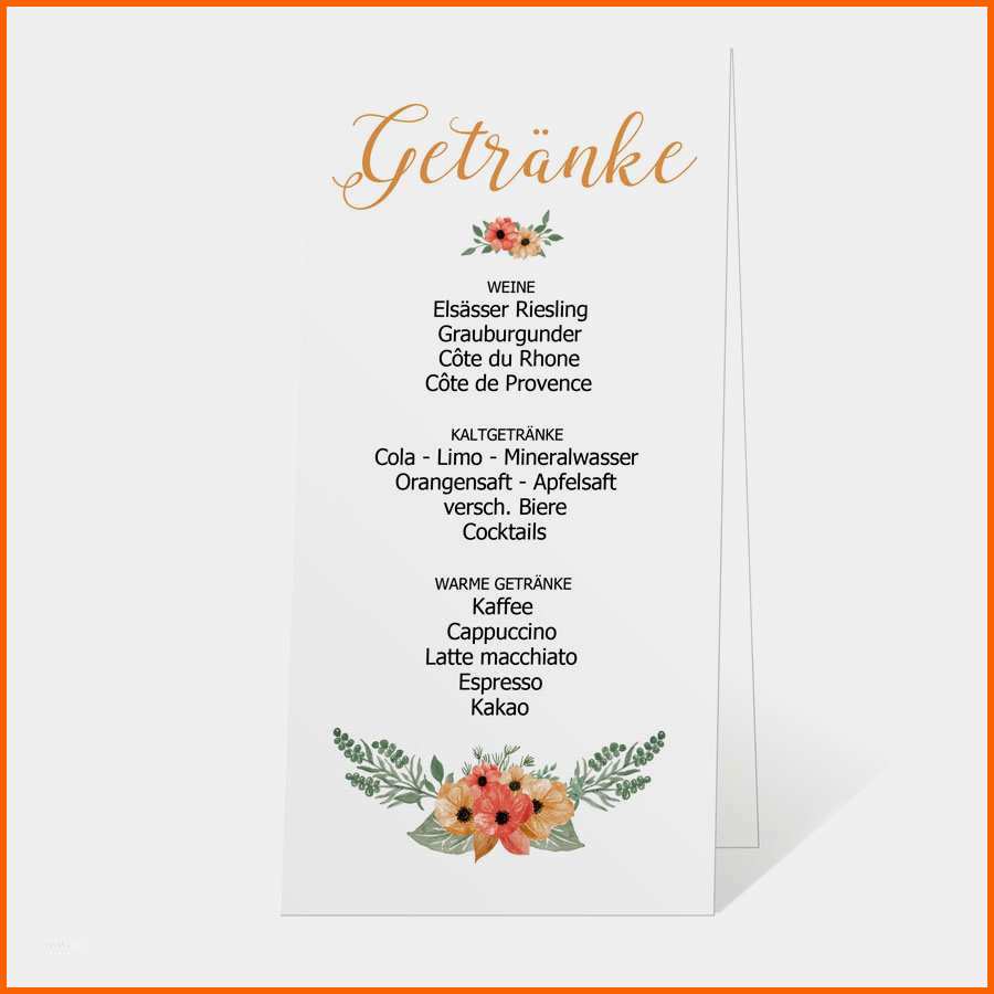Spektakulär 13 Menükarte Hochzeit Vorlage Word