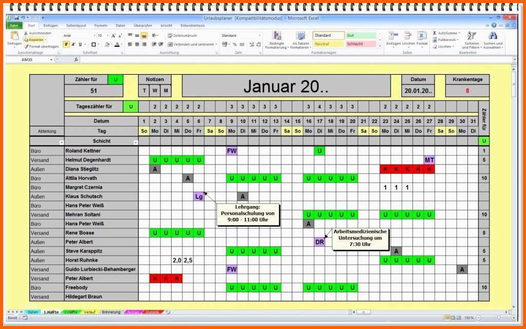 Spektakulär 13 Vorlage Schichtplan